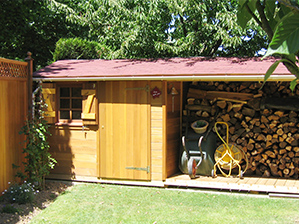Abri de jardin en bois, Chalet de jardin, Atelier modulable, aménageable, abri avec bucher bois